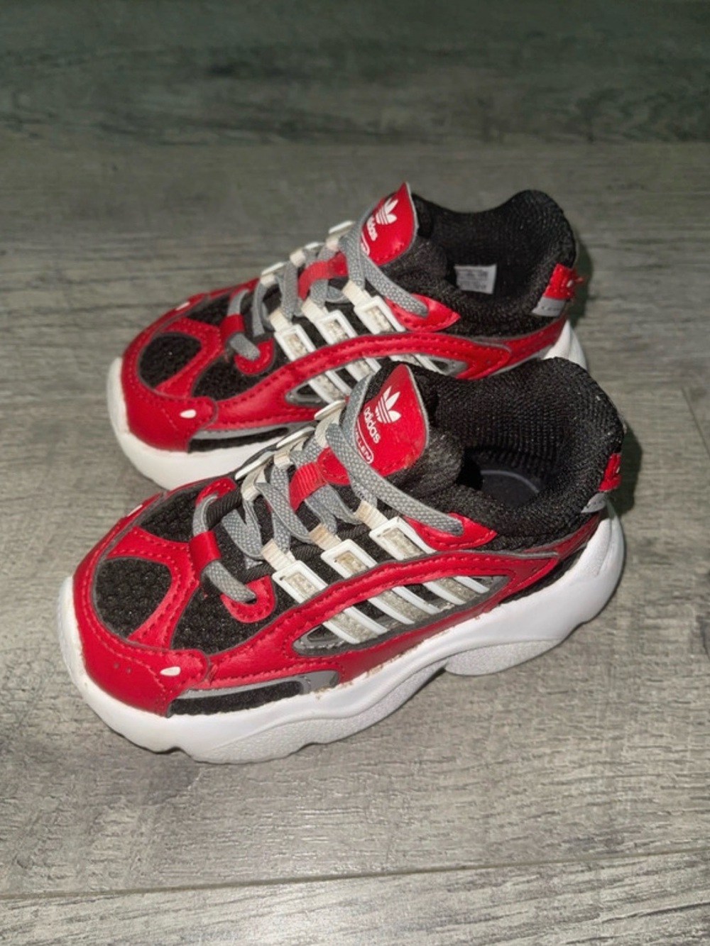 adidas Kids Red, Black & White Athletic Sneakers